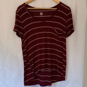 Maroon Striped Pocket Tee